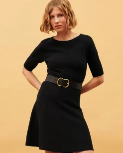 Robes|Comptoir des Cotonniers Robe Courte En Laine 8824 09 Black