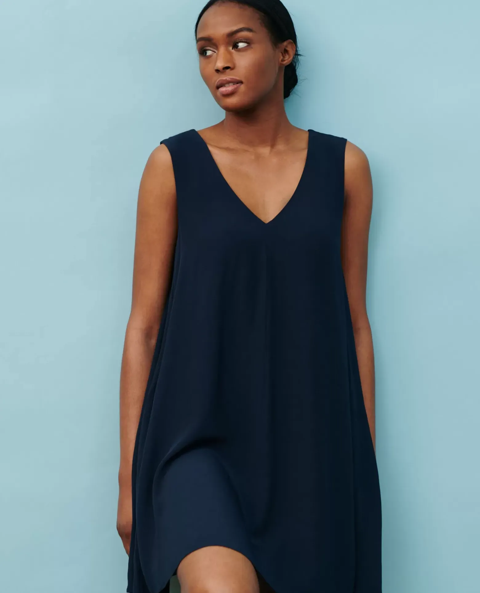 Robes|Comptoir des Cotonniers Robe Courte Fluide 0693 Navy