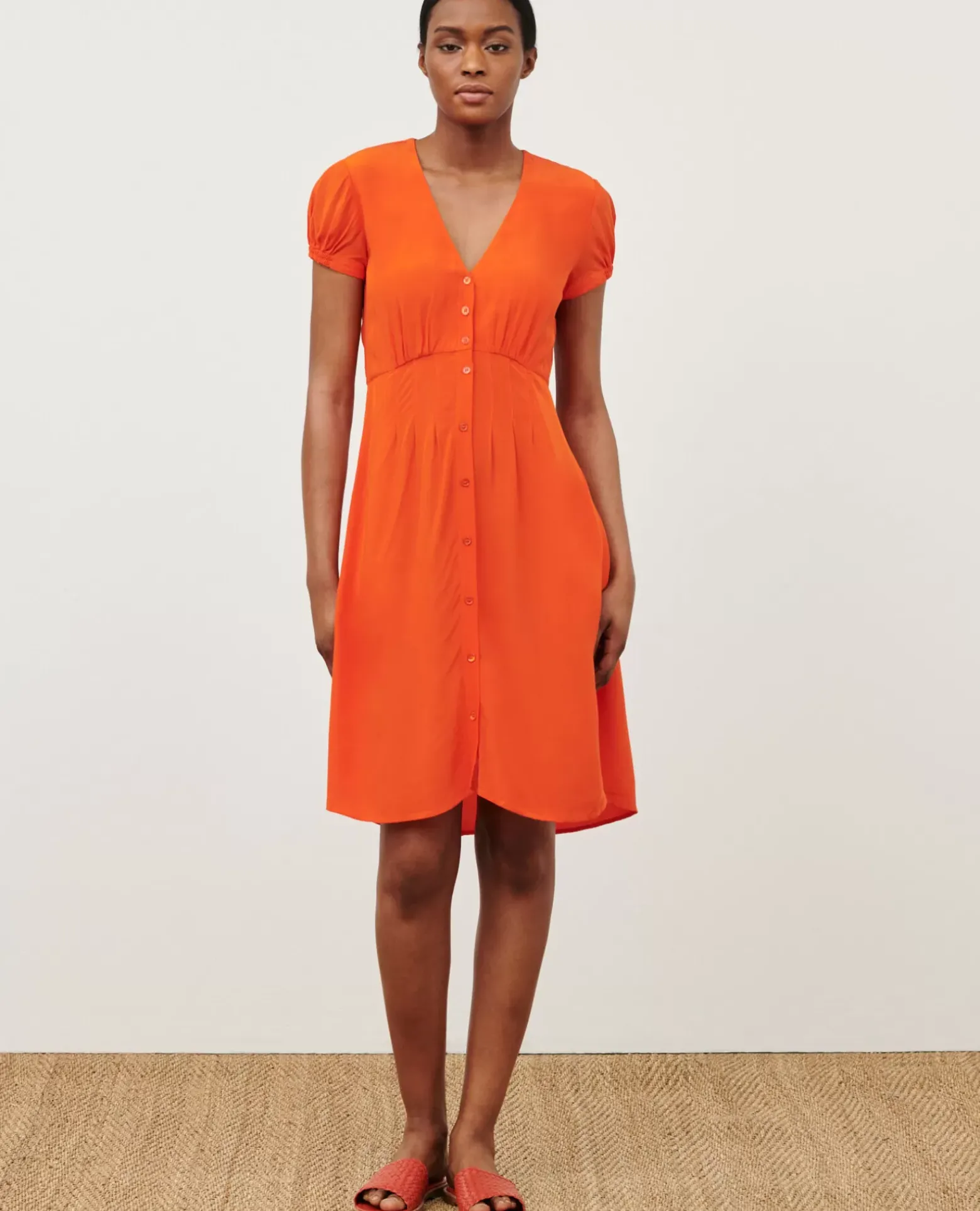 Robes|Comptoir des Cotonniers Robe Courte Fluide 7020C 22 Orange