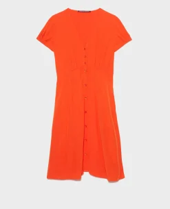 Robes|Comptoir des Cotonniers Robe Courte Fluide 7020C 22 Orange
