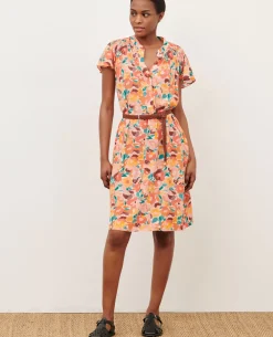Robes|Comptoir des Cotonniers Robe Fluide Imprimee 0230 Fauve Orange