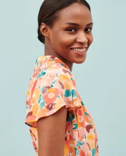 Robes|Comptoir des Cotonniers Robe Fluide Imprimee 0230 Fauve Orange