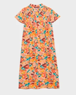 Robes|Comptoir des Cotonniers Robe Fluide Imprimee 0230 Fauve Orange