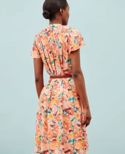 Robes|Comptoir des Cotonniers Robe Fluide Imprimee 0230 Fauve Orange