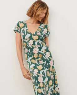 Robes|Comptoir des Cotonniers Robe Longue Fluide 0331 Kaki Aubepine