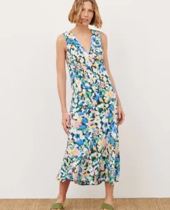 Robes|Comptoir des Cotonniers Robe Longue Fluide A610 Eden Blue