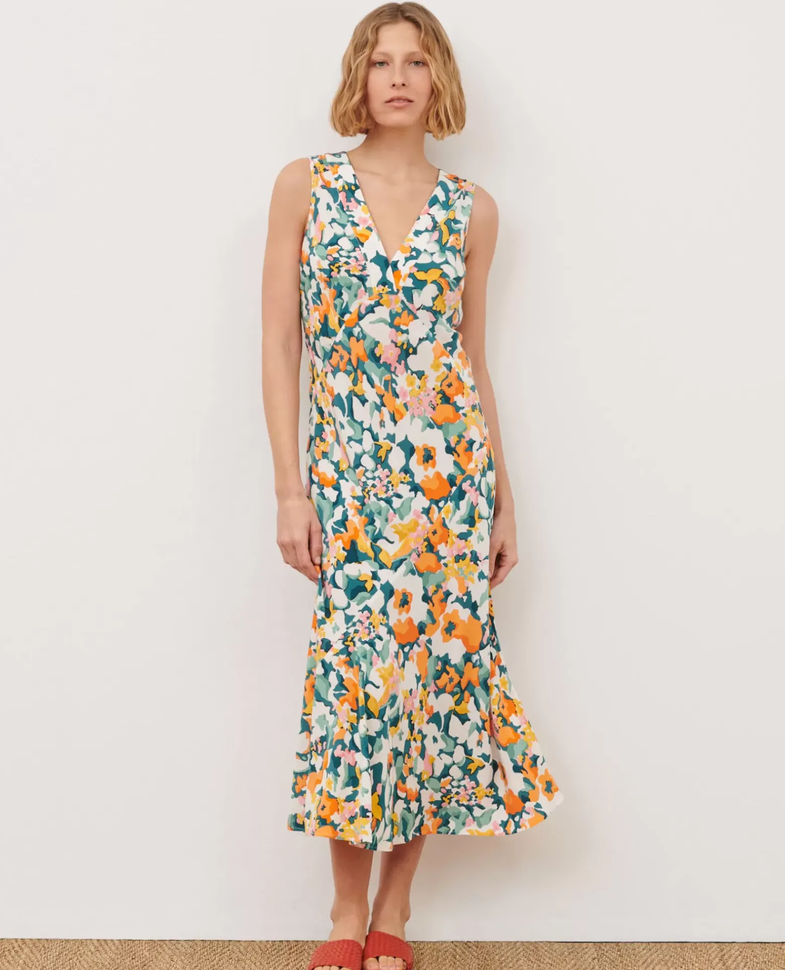 Robes|Comptoir des Cotonniers Robe Longue Fluide A220 Eden Orange