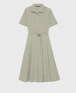 Robes|Comptoir des Cotonniers Robe Midi En Coton 0560 Vetiver