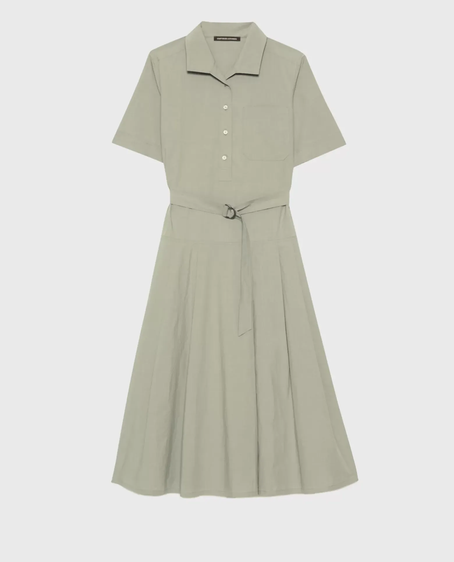Robes|Comptoir des Cotonniers Robe Midi En Coton 0560 Vetiver