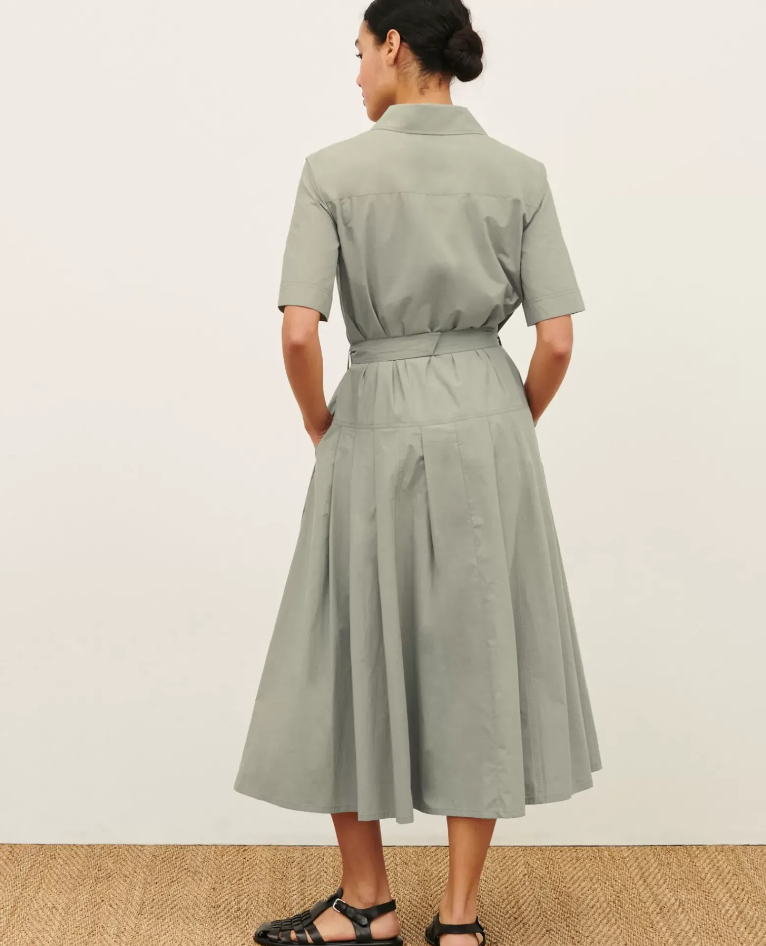 Robes|Comptoir des Cotonniers Robe Midi En Coton 0560 Vetiver
