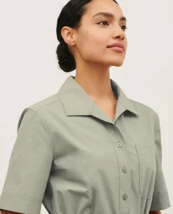 Robes|Comptoir des Cotonniers Robe Midi En Coton 0560 Vetiver