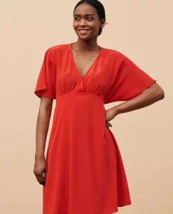 Robes|Comptoir des Cotonniers Robe Midi En Soie 7024C 14 Red