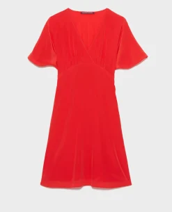 Robes|Comptoir des Cotonniers Robe Midi En Soie 7024C 14 Red