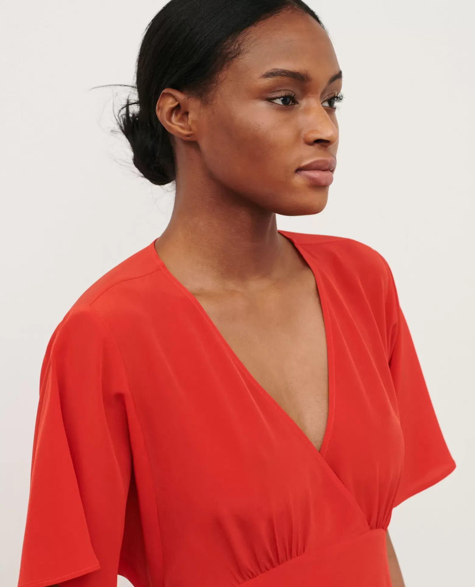 Robes|Comptoir des Cotonniers Robe Midi En Soie 7024C 14 Red