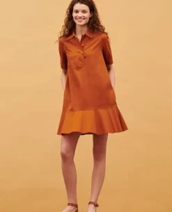 Robes|Comptoir des Cotonniers Robe Polo En Coton 29 Orange