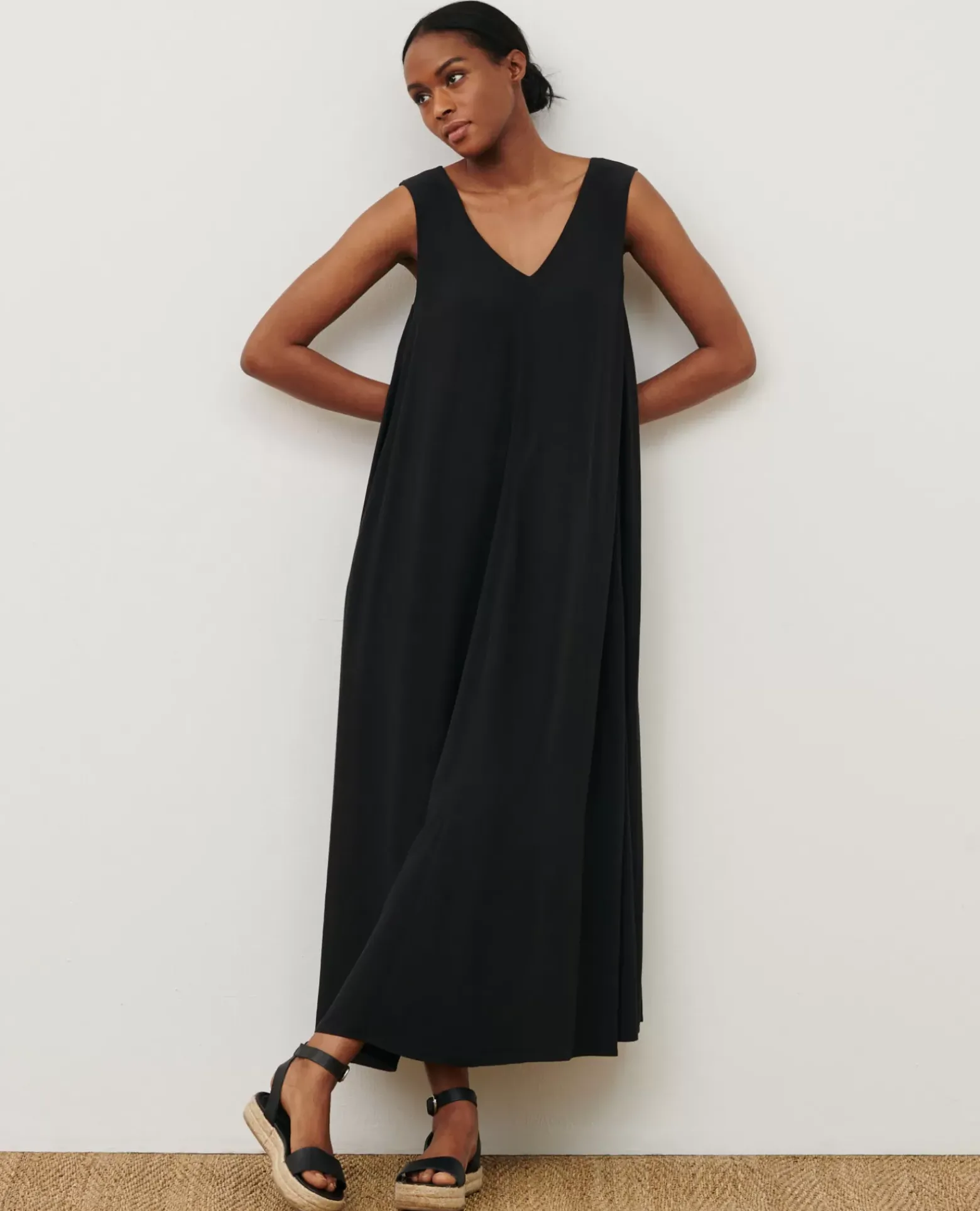 Robes|Comptoir des Cotonniers Robe Trapeze Fluide 0093 Black