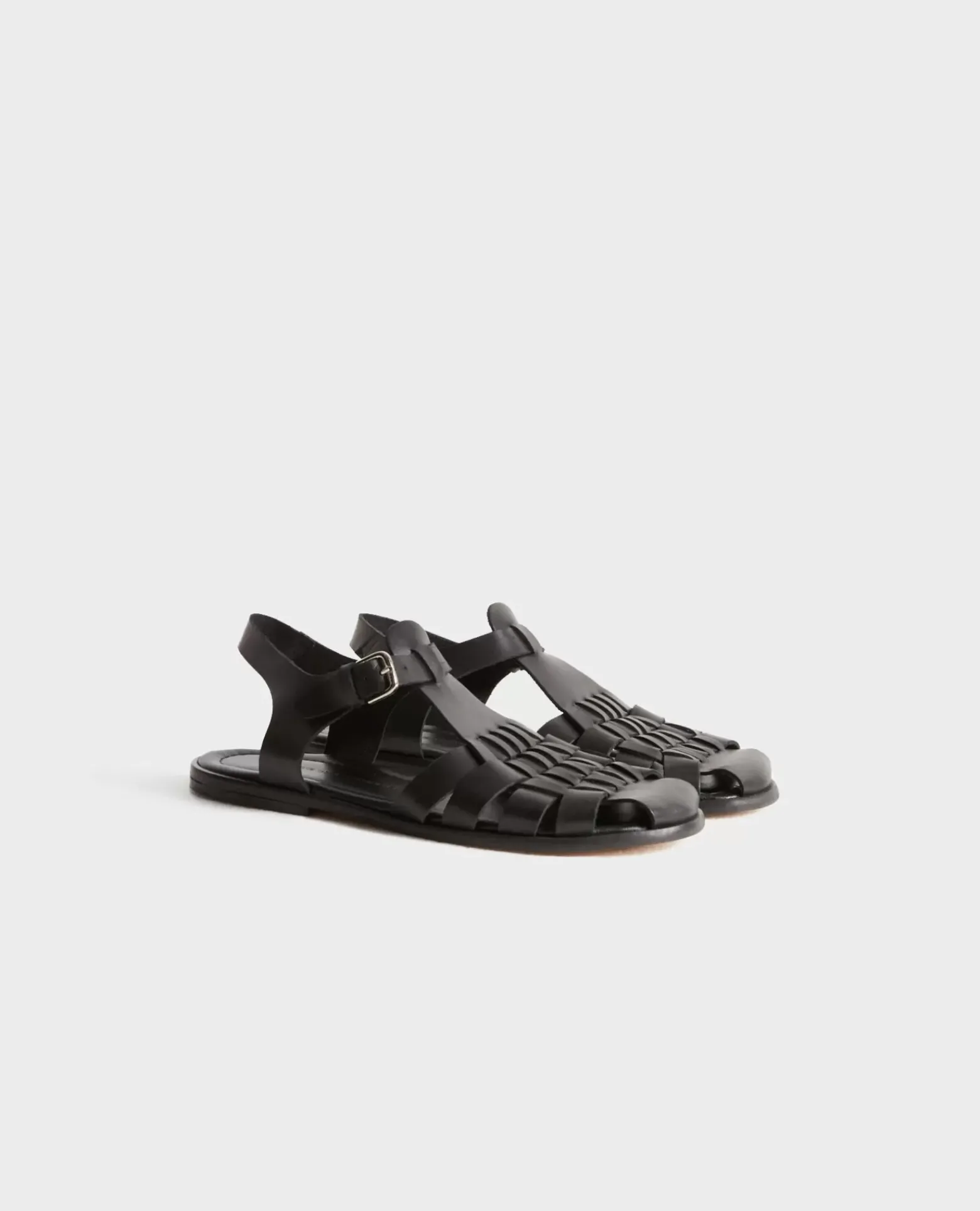 Chaussures|Comptoir des Cotonniers Sandales Tressees En Cuir 8853 09 Black