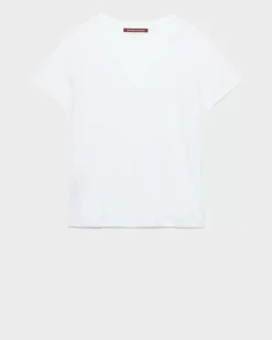 Tops|Comptoir des Cotonniers Sarah - T-Shirt Col V En Lin 4235 Optical White