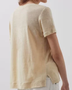 Tops|Comptoir des Cotonniers Sarah - T-Shirt Col V En Lin 0300 Castle Wall