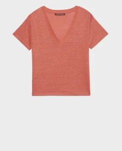 Tops|Comptoir des Cotonniers Sarah - T-Shirt En Lin 19 Wine