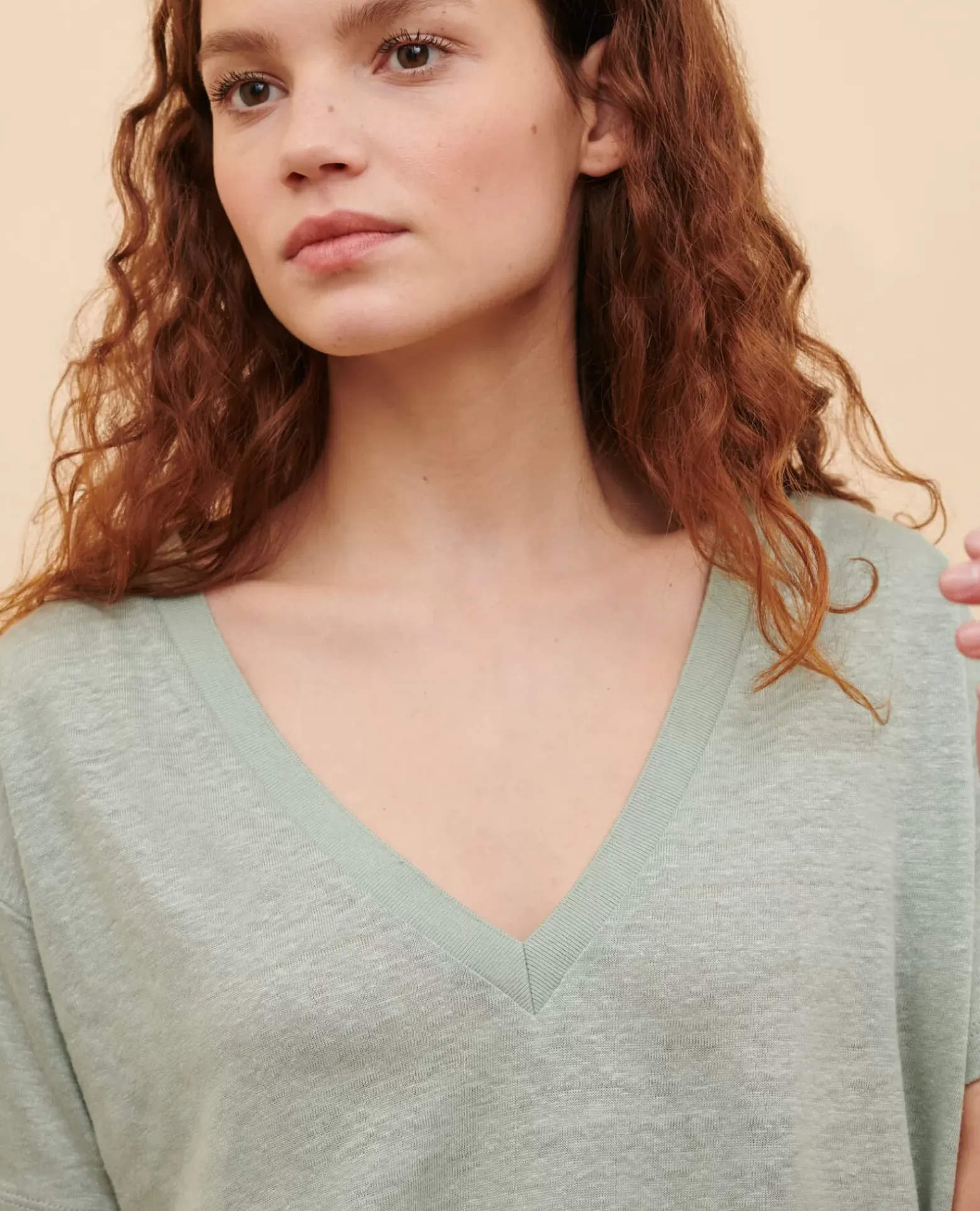 Tops|Comptoir des Cotonniers Sarah - T-Shirt En Lin 54 Green