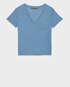 Tops|Comptoir des Cotonniers Sarah - T-Shirt En Lin 8820 63 Blue