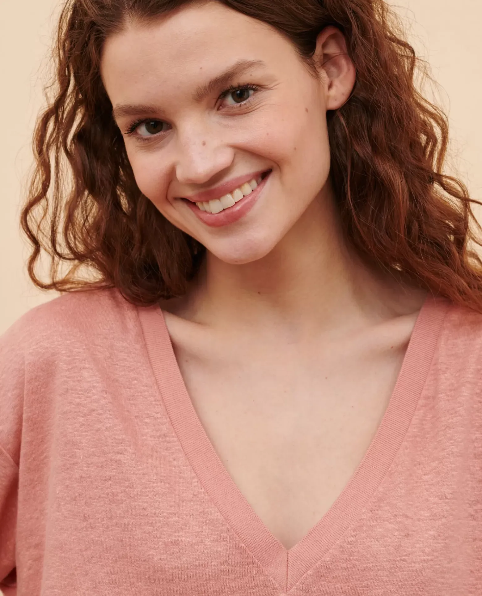 Tops|Comptoir des Cotonniers Sarah - T-Shirt En Lin 13 Pink