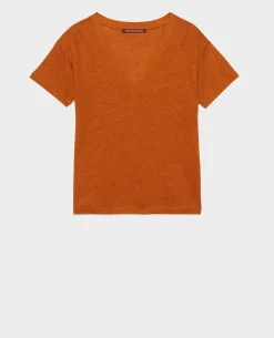 Tops|Comptoir des Cotonniers Sarah - T-Shirt En Lin Pumpkin Spice