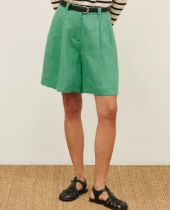 Jupes & Shorts|Comptoir des Cotonniers Short Ample En Lin 0542 Pine Green
