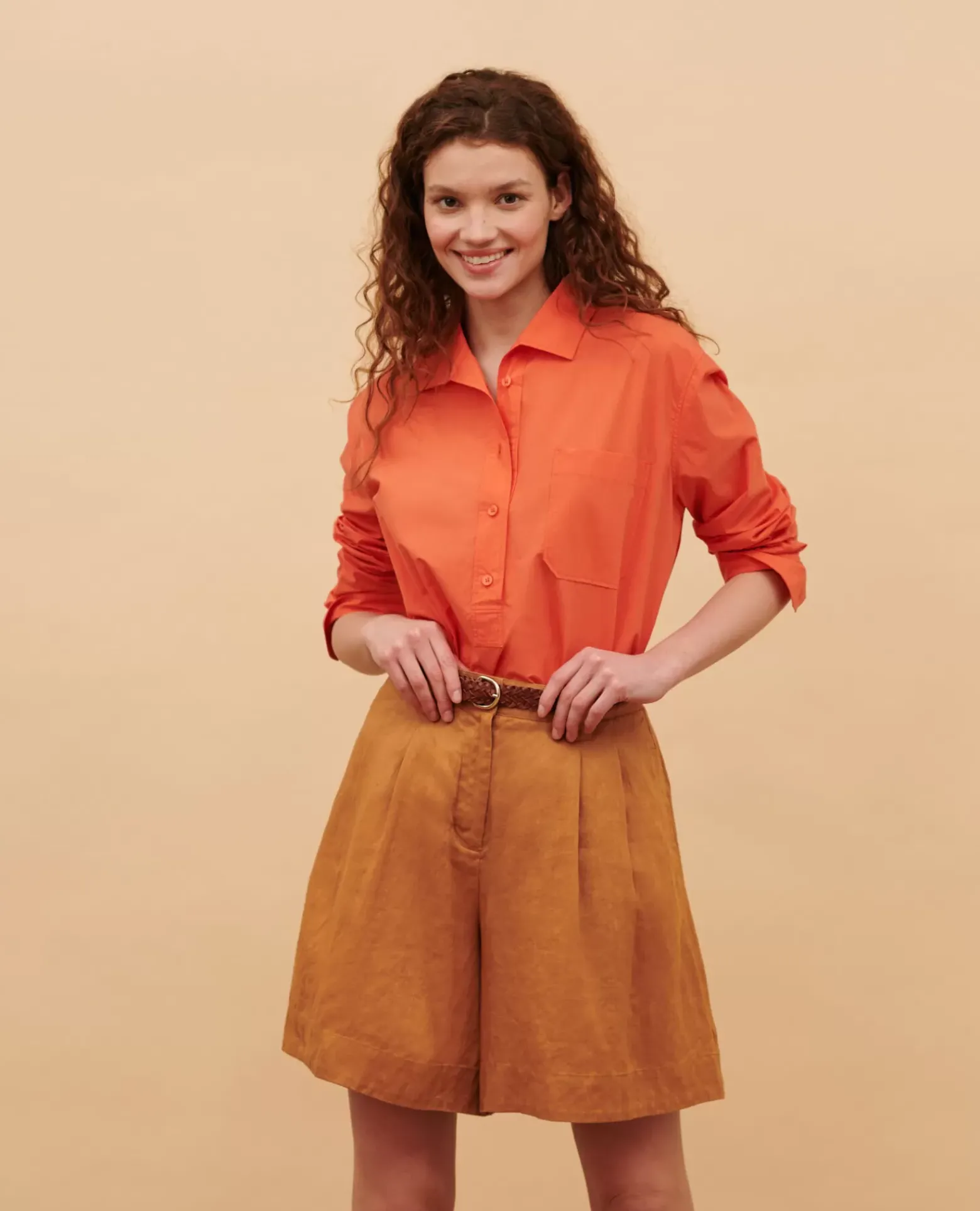 Jupes & Shorts|Comptoir des Cotonniers Short Ample En Lin 0320 Almond Brown