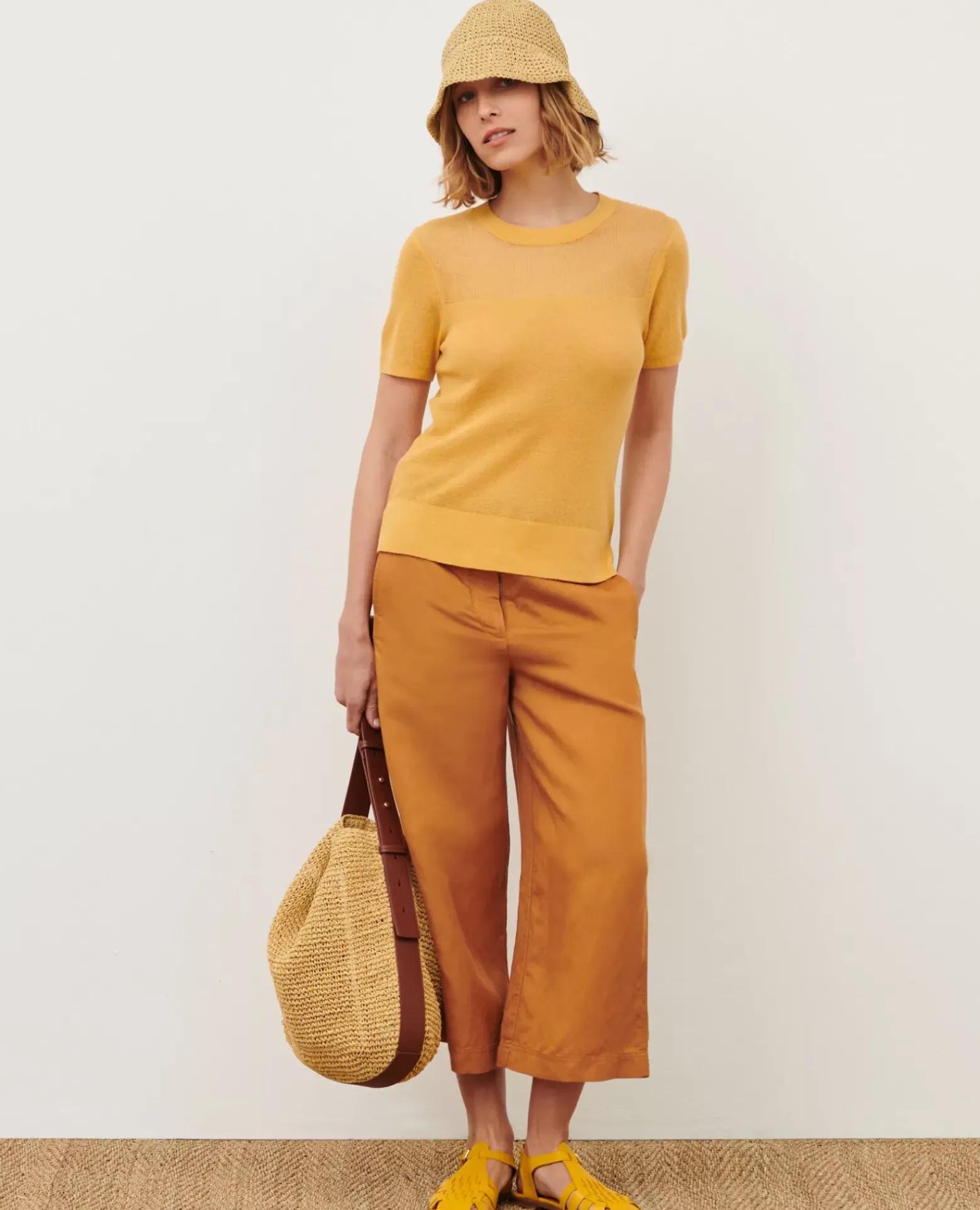 Tops|Comptoir des Cotonniers Top Manches Courtes 0460 Ochre Yellow