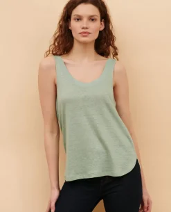 Tops|Comptoir des Cotonniers T-Shirt En Lin 50 Green