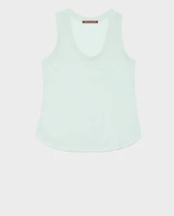 Tops|Comptoir des Cotonniers T-Shirt Sans Manches En Lin 0500 Surf Spray Green