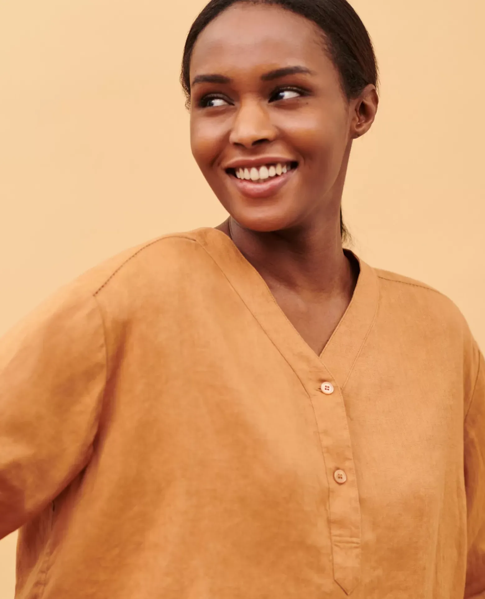 Blouses & Chemises|Comptoir des Cotonniers Tunique Ample En Lin 0320 Almond Brown