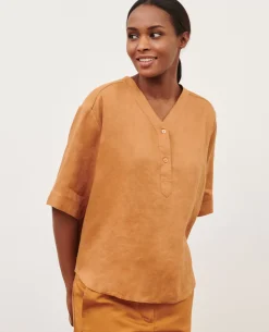 Blouses & Chemises|Comptoir des Cotonniers Tunique Ample En Lin 0320 Almond Brown