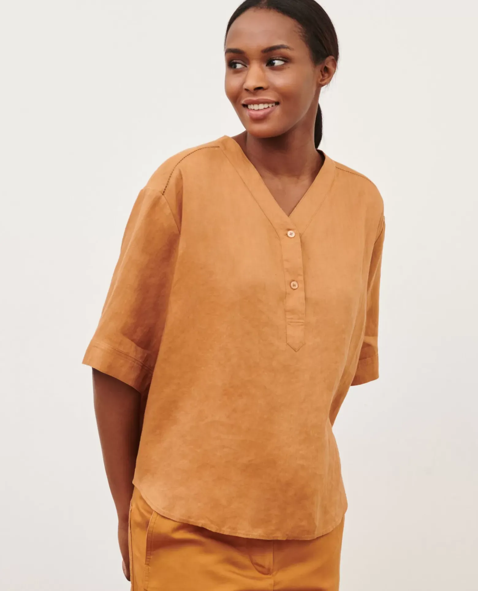 Blouses & Chemises|Comptoir des Cotonniers Tunique Ample En Lin 0320 Almond Brown