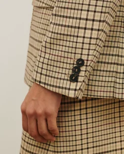 Vestes & Trenchs|Comptoir des Cotonniers Veste De Blazer En Coton Melange 0400 Cream Checks