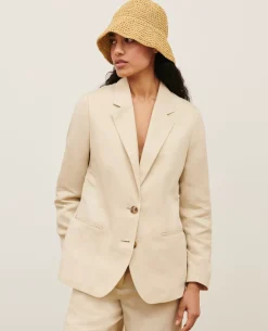 Vestes & Trenchs|Comptoir des Cotonniers Veste De Blazer En Lin Melange 0300 Castle Wall