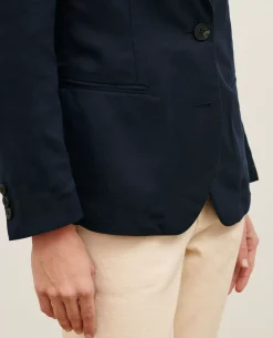Vestes & Trenchs|Comptoir des Cotonniers Veste De Blazer En Lin Melange 4277 Night_Sky