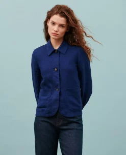 Vestes & Trenchs|Comptoir des Cotonniers Veste En Lin 0643 Medieval Blue