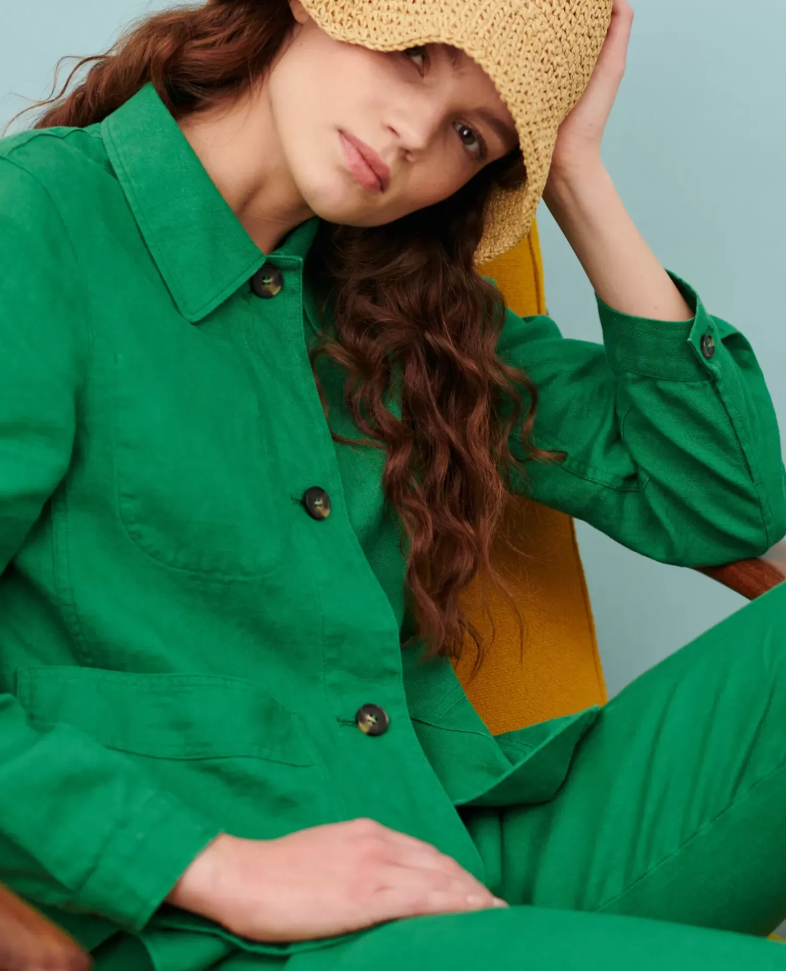 Vestes & Trenchs|Comptoir des Cotonniers Veste En Lin 0542 Pine Green