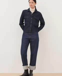 Vestes & Trenchs|Comptoir des Cotonniers Veste En Toile Denim 0681 Rinse Denim