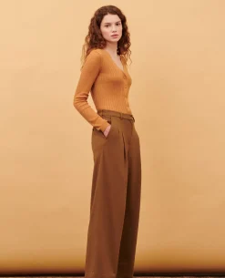 Pantalons|Comptoir des Cotonniers Yvonne - Pantalon Ample 0341 Cofee Liqueur