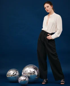 Pantalons|Comptoir des Cotonniers Yvonne - Pantalon En Laine 4216 Black_Beauty